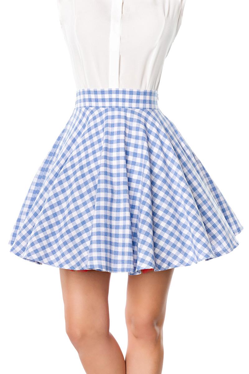 Short Swing Skirt Rutig Bl/Vit - Rockabillybutiken. com 