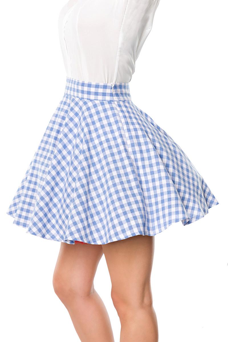 Short Swing Skirt Rutig Bl/Vit - Rockabillybutiken. com 