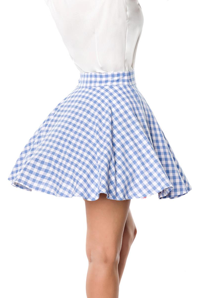 Short Swing Skirt Rutig Bl/Vit - Rockabillybutiken. com 