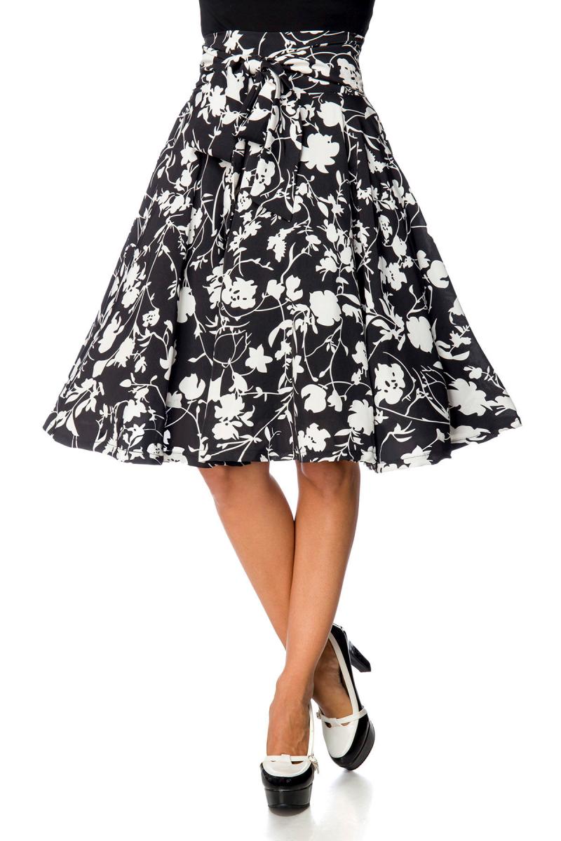 Belsira kjol med rosett svart/vit - Rockabillybutiken. com 